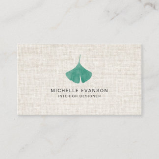 Carte De Visite Linge Turquoise vert Ginkgo Leaf Élégant