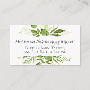 Carte De Visite L'insertion d'enregistrement de GreenWedding carde
