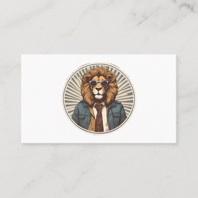 Carte De Visite Lion avec lunettes de soleil (Devant)