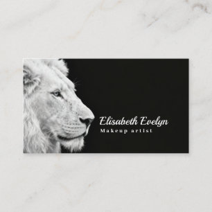 Carte De Visite Lion Blanc de Profil – Majesté Monochrome Contre