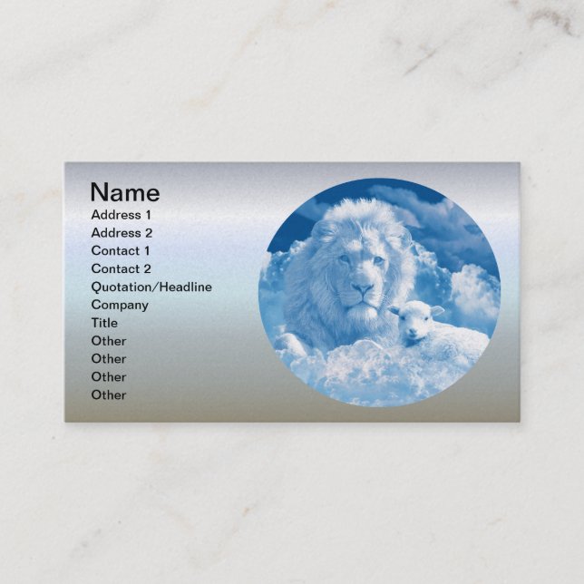 Carte De Visite Lion et agneau dans les nuages (Devant)