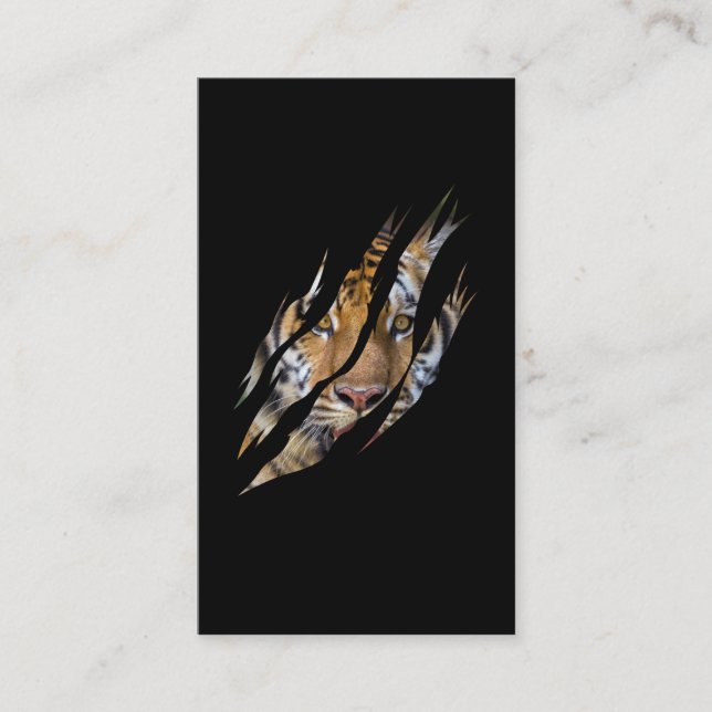 Carte De Visite Lion Face Tiger Safari Claw déchirée (Devant)