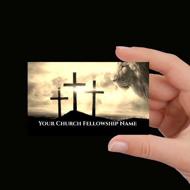 Carte De Visite Lion of Judah Three Crosses Golden Sunset Church (Lion of Judah Three Crosses Golden Sunset Church Business Card
)