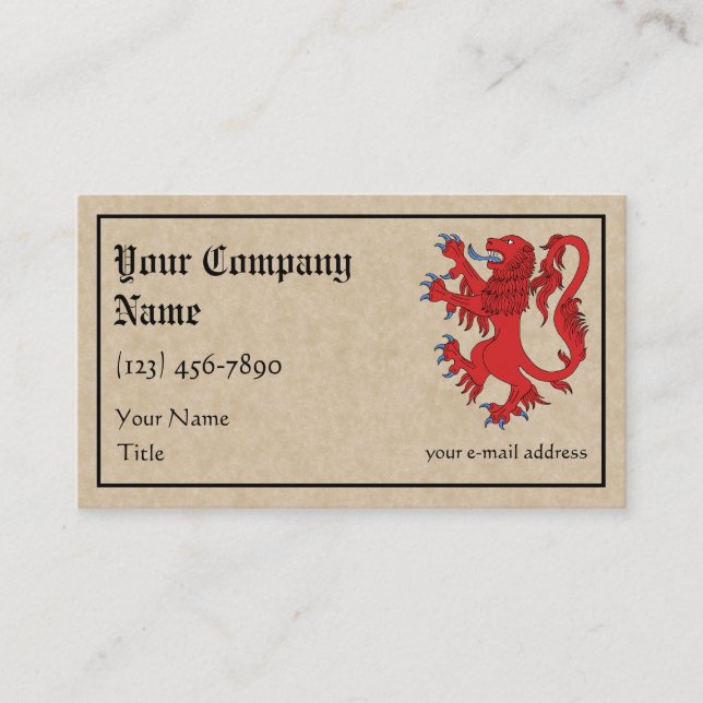 Carte De Visite Lion Rampant Gules (Devant)
