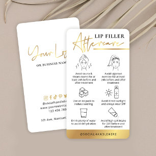Carte De Visite Lip Filler After Care Guide White & Gold Logo