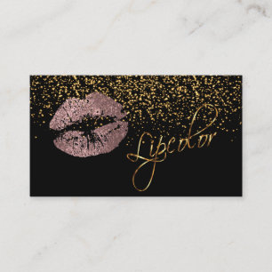 Carte De Visite Lipcolor avec des confettis d'or et des lèvres