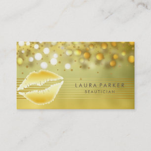 Carte De Visite Lips Gold Stripes maquillage Artiste Beauticier