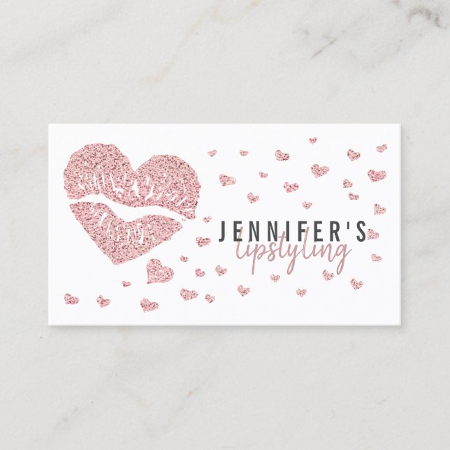 Carte De Visite Lips Rose Gold Heart Gloss Maquillage Lipstick mar (Devant)