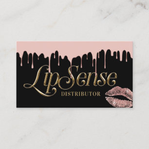Carte De Visite LipSense Distributor 3D Script Rose Gold Dripping
