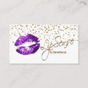 Carte De Visite Lipsense Gold Confetti & Purple Lips