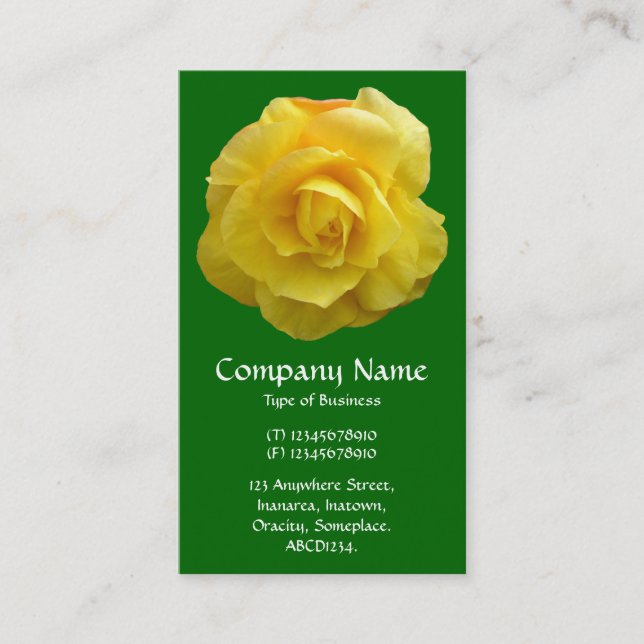 Carte De Visite Lisianthus Jaune - Vert Herbe Profond (Devant)
