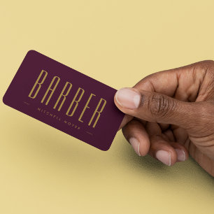 Carte De Visite Liste De Cheveux Barber Shop Bourgogne Et Or Simpl