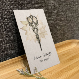 Carte De Visite Liste de cheveux Ciseaux Vintages Floral Classal L