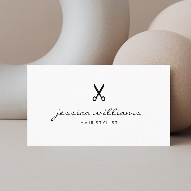 Carte De Visite Liste De Cheveux Écrite À La Main Simple Noir Et B (Créateur téléchargé)