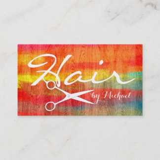 Carte De Visite Liste de cheveux Elégant coloré bois moderne look