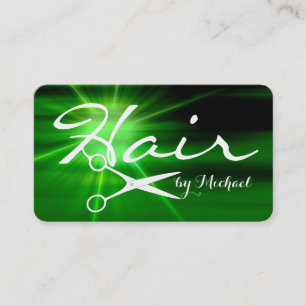 Carte De Visite Liste de cheveux Elégant Vert Abstrait