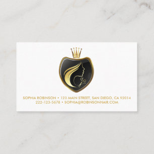 Carte De Visite Liste de cheveux Gold Script Ciseaux Couronne