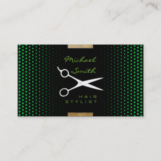 Carte De Visite Liste de cheveux Green Polka Dot moderne