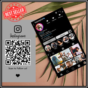 Carte De Visite Liste de cheveux Instagram Grey Analyser pour co