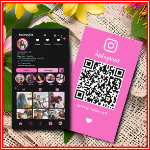 Carte De Visite Liste de cheveux Instagram tendance unique chic QR