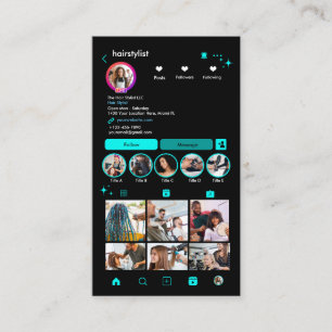 Carte De Visite Liste de cheveux Instagram Turquoise Scan pour se