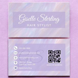Carte De Visite Liste de cheveux Iridescente Pastel Opal Holograph