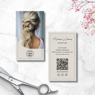 Carte De Visite Liste de cheveux Logo personnalisé Photo Code QR