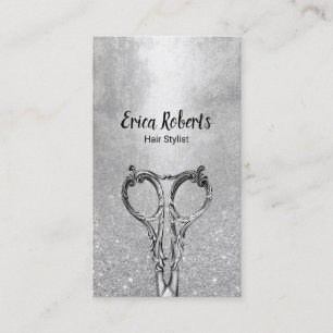 Carte De Visite Liste de cheveux moderne Parties scintillant argen