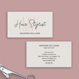 Carte De Visite Liste de cheveux Monogramme Logo Tan