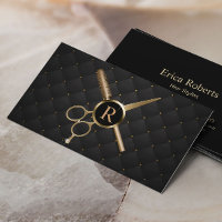 Liste de cheveux Monogramme moderne Noir & Or