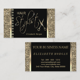 Carte De Visite Liste de cheveux - Parties scintillant d'or et dia
