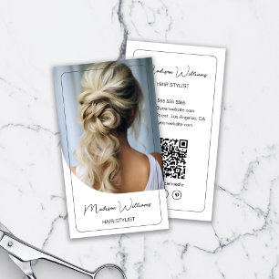 Carte De Visite Liste de cheveux photo moderne blanc