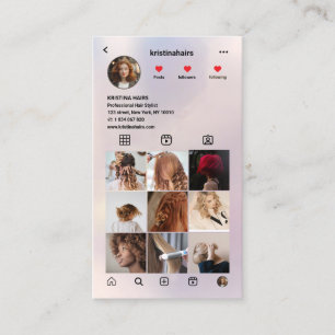 Carte De Visite Liste de cheveux QR Code Instagram Pastel Holograp