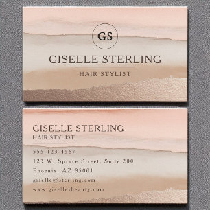 Carte De Visite Liste de cheveux Rose Gold Blush Beige Aquarelle