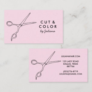 Carte De Visite Liste de cheveux Salon ciseaux chic Line Art minim
