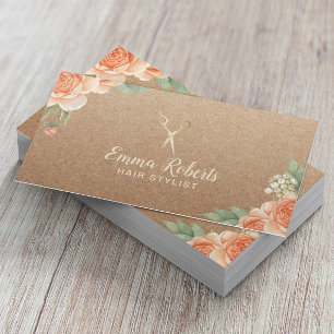 Carte De Visite Liste de cheveux Vintage Floral Rustique Kraft