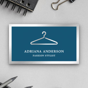 Carte De Visite Liste de mode des cintres en argent bleu