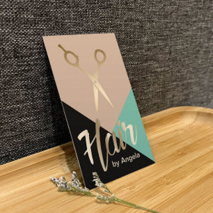 Carte De Visite Liste des cheveux   Gold Ciseau Moderne Salon des 