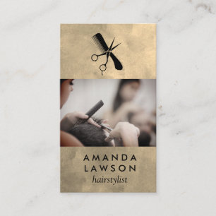 Carte De Visite Liste des cheveux   Logo des ciseaux à peigne