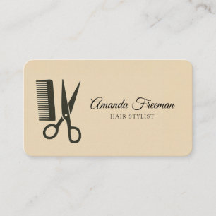 Carte De Visite Liste minimaliste de la gamme Vintage Beige & Coif