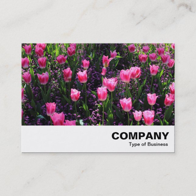 Carte De Visite Lit de tulipes roses (Devant)