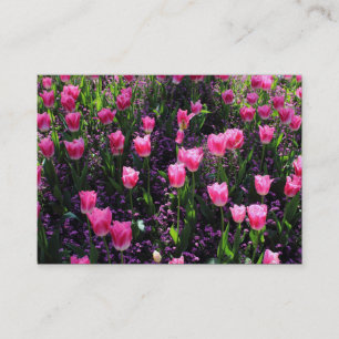 Carte De Visite Lit de tulipes roses