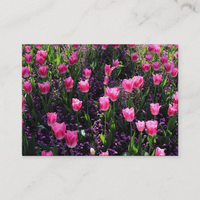 Carte De Visite Lit de tulipes roses (Devant)