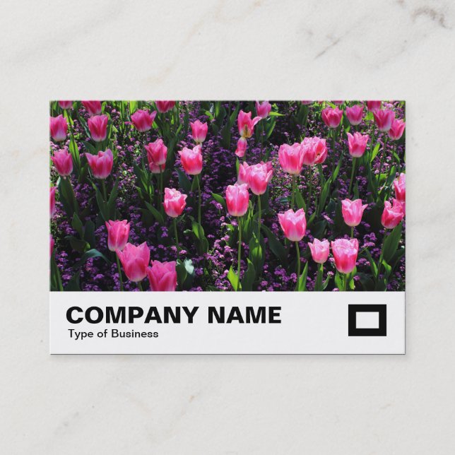 Carte De Visite Lit de tulipes roses (Devant)