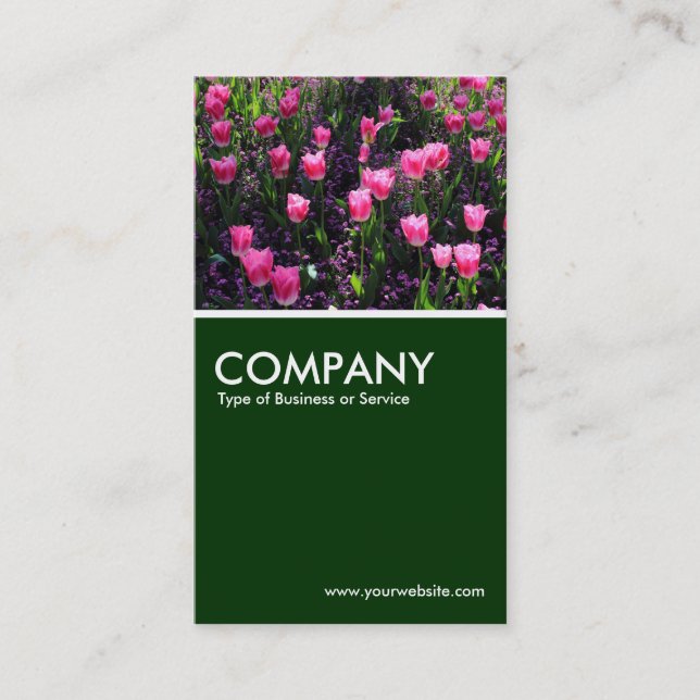 Carte De Visite Lit de tulipes roses - Vert foncé (Devant)
