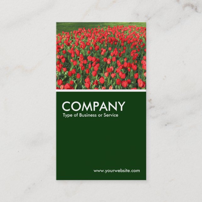 Carte De Visite Lit de Tulipes rouges 02 - Vert foncé (Devant)