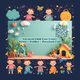 Carte De Visite Little Steps Montessori Day Care QR Code Pastel