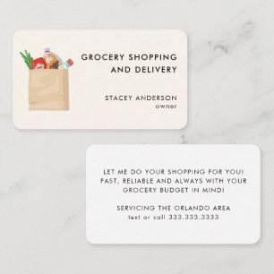 Carte De Visite Livraison d'épicerie moderne Errands Aide