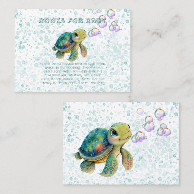 Carte De Visite Livre adorable Tortue et bulles pour bébé (Devant / Derrière)