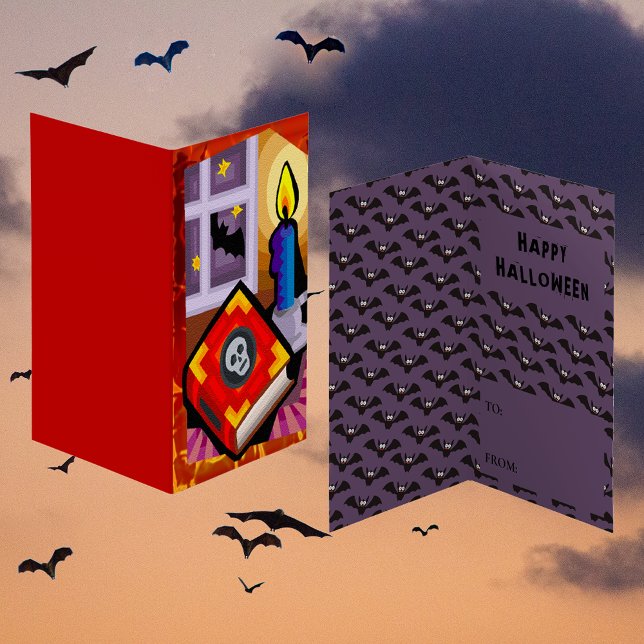 Carte De Visite Livre crâne Chandelle Bat Star Classroom Exchange  (Skull Book Candle Bat Star Classroom Exchange Card)